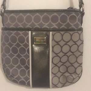 Nine West Crossbody Purse Gray/White/Silver; Slim
